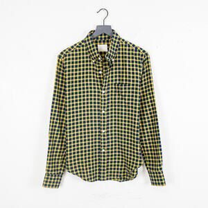 Band of Outsiders Button Down Flannel Shirt Yellow Blue Check size 1